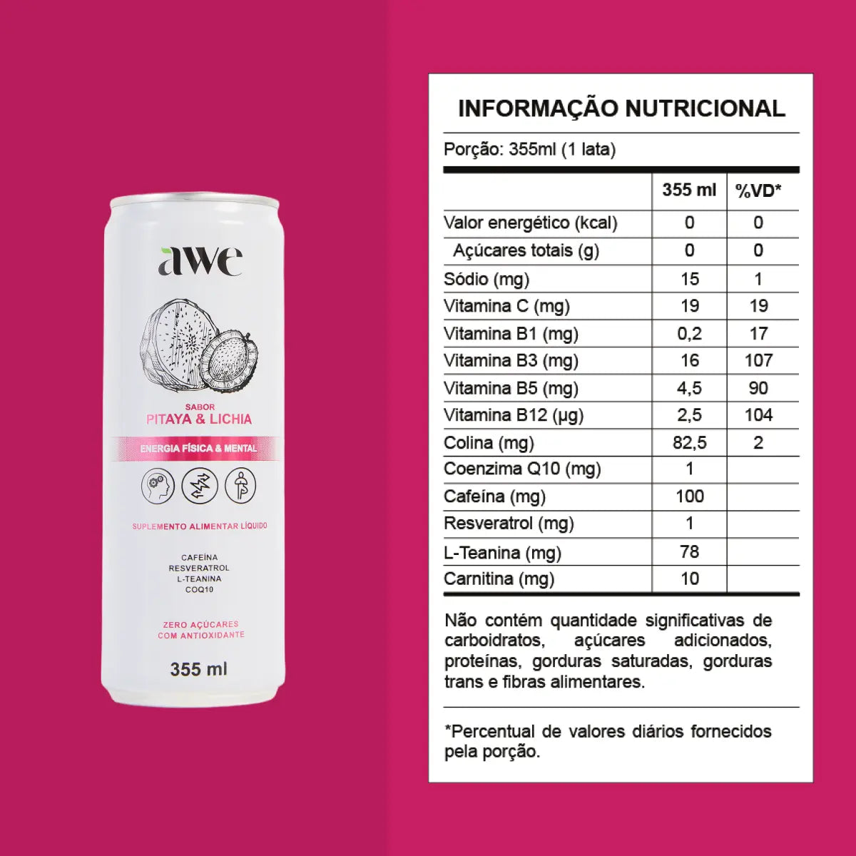 AWE Pitaya Lichia - Pack com 6 latas