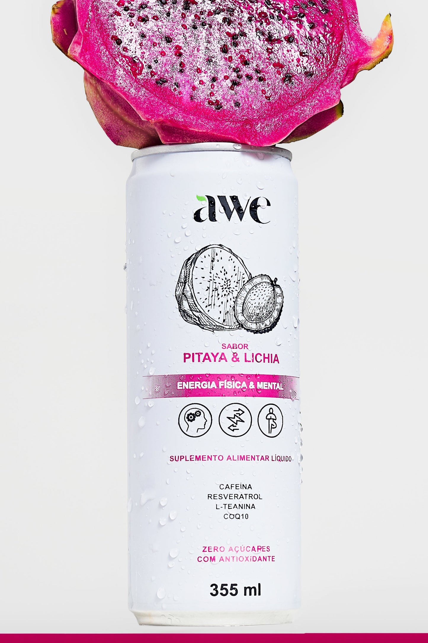 AWE Pitaya Lichia - Pack com 6 latas